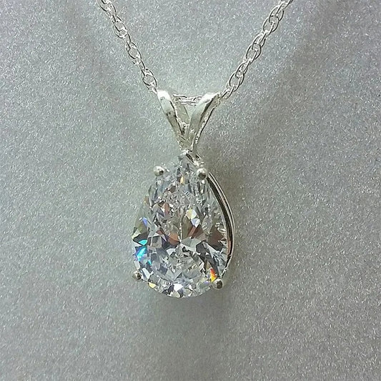 Silver Luxe Teardrop Necklace sltn3125