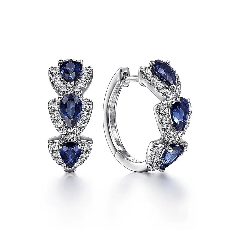 Sapphire Shine Luxury Hoop Earrings sslh3019