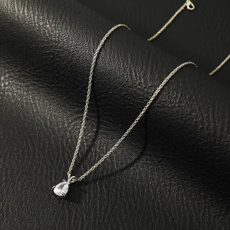 Silver Luxe Teardrop Necklace sltn3125