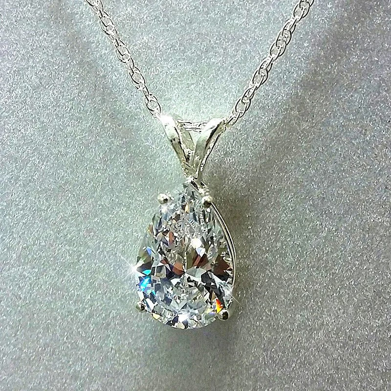 Silver Luxe Teardrop Necklace sltn3125